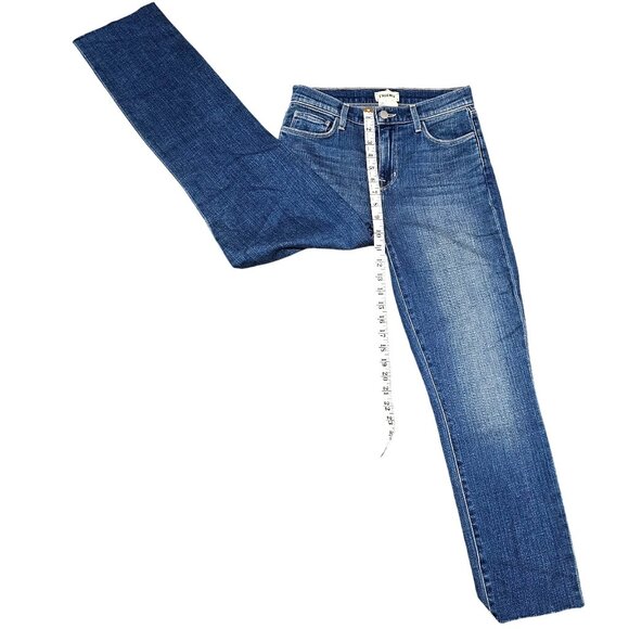 LAgence Women's Cropped Slim Fit Jeans Size 26 Blue Denim Frayed Hem - Picture 11 of 11